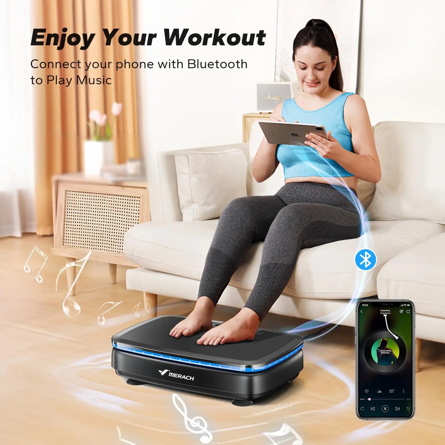 MERACH Vibration Plate Exercise Machine with Light Whole Body Workout