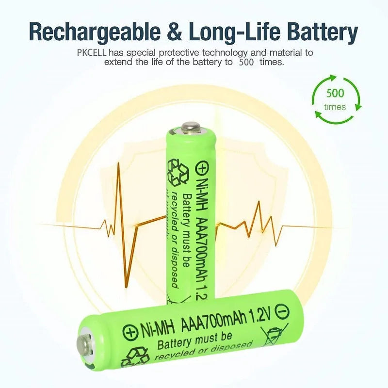 AA and AAA Ni-MH Rechargeable Batteries with Charger 700mAh