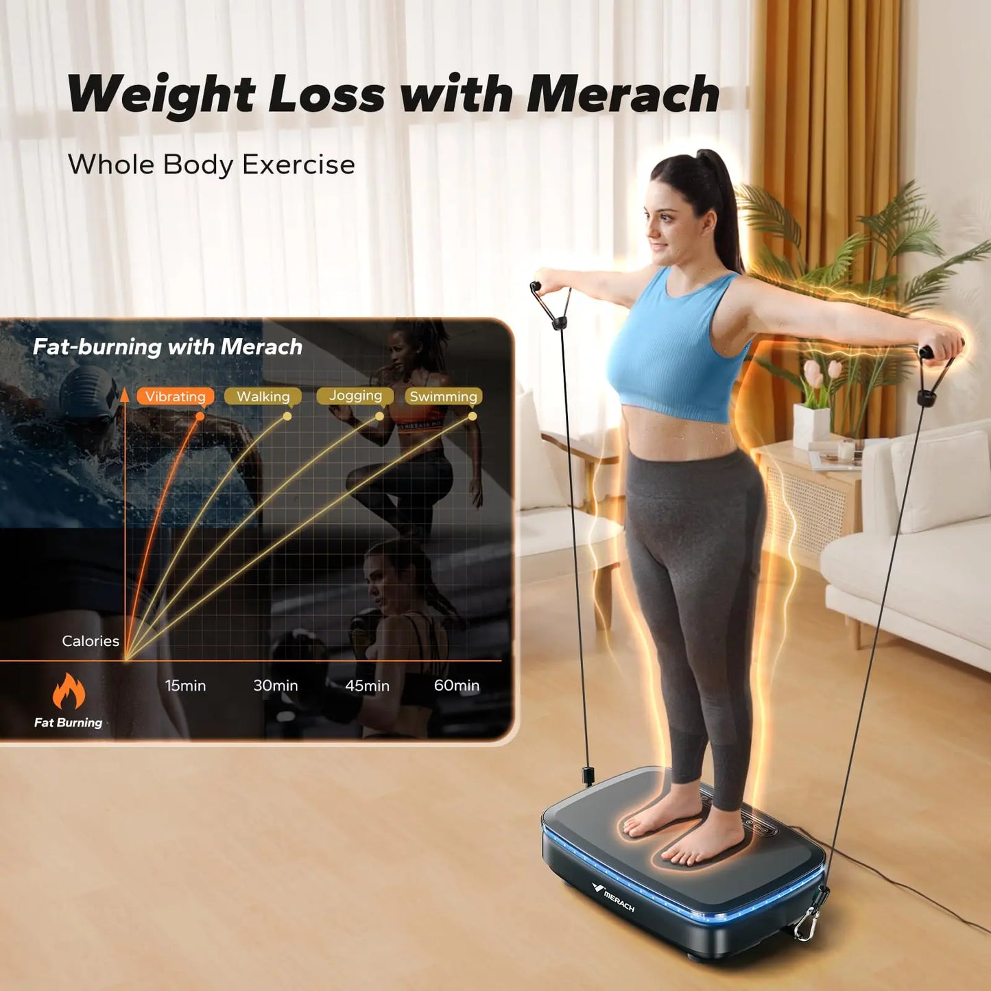 MERACH Vibration Plate Exercise Machine with Light Whole Body Workout