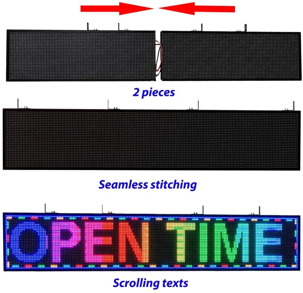 LED Scrolling Display Semi-outdoor Full Color P10 77"X14" WIFI Control