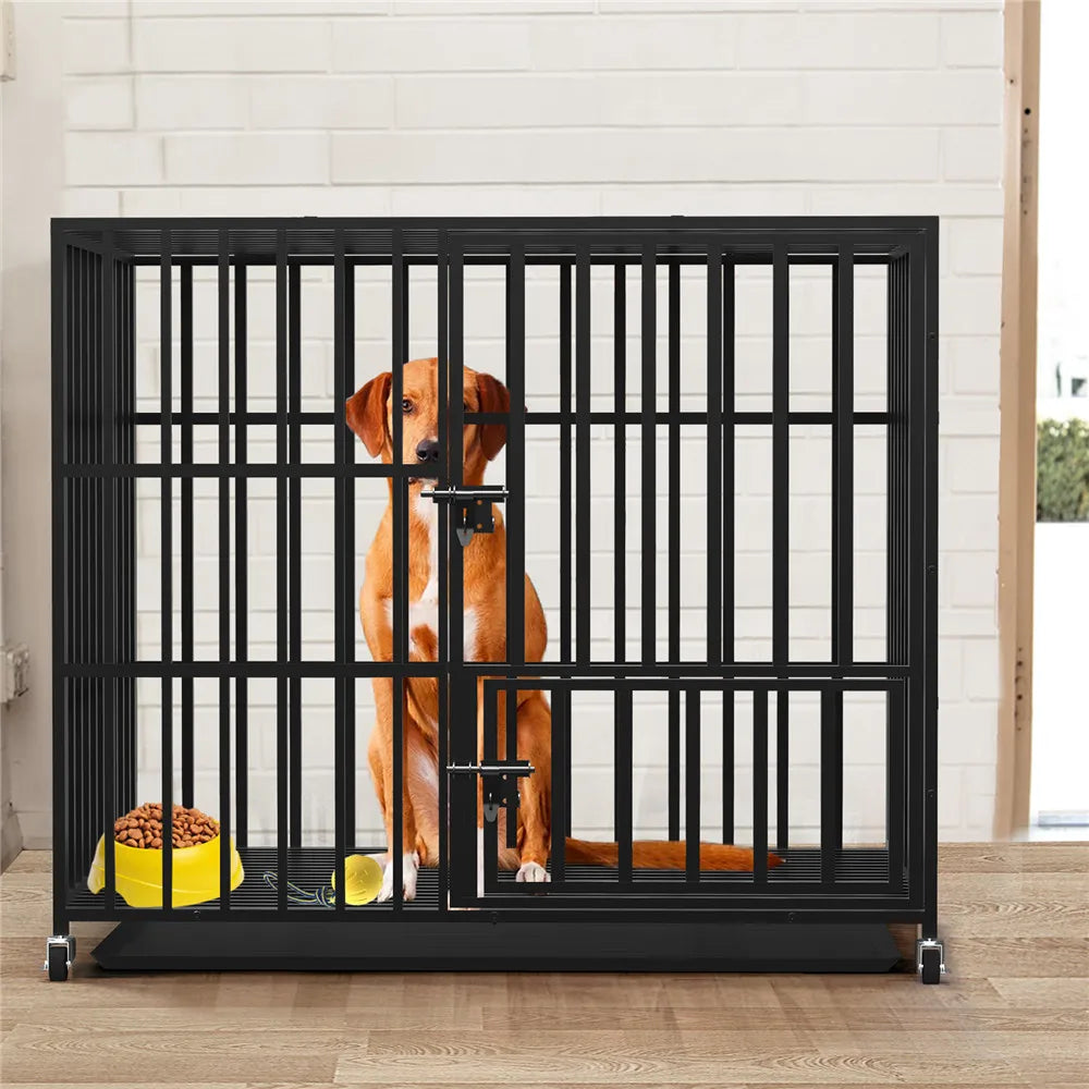 Bingopaw 37” 42” 46” Heavy Duty Dog Cage with Wheels