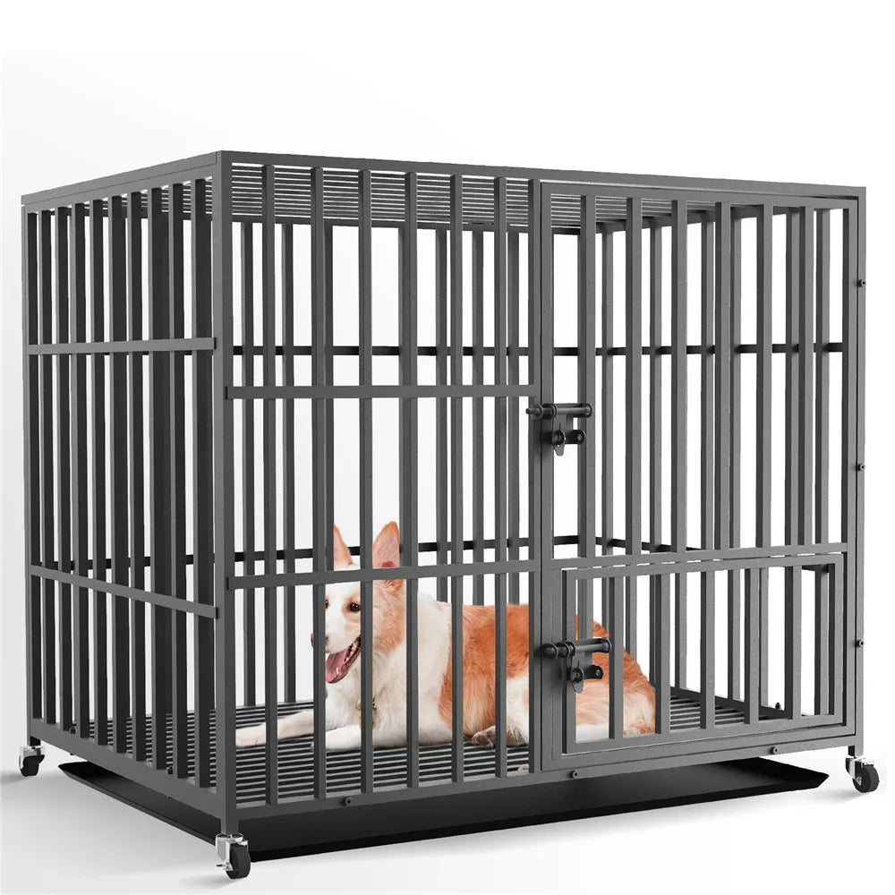 Bingopaw 37” 42” 46” Heavy Duty Dog Cage with Wheels