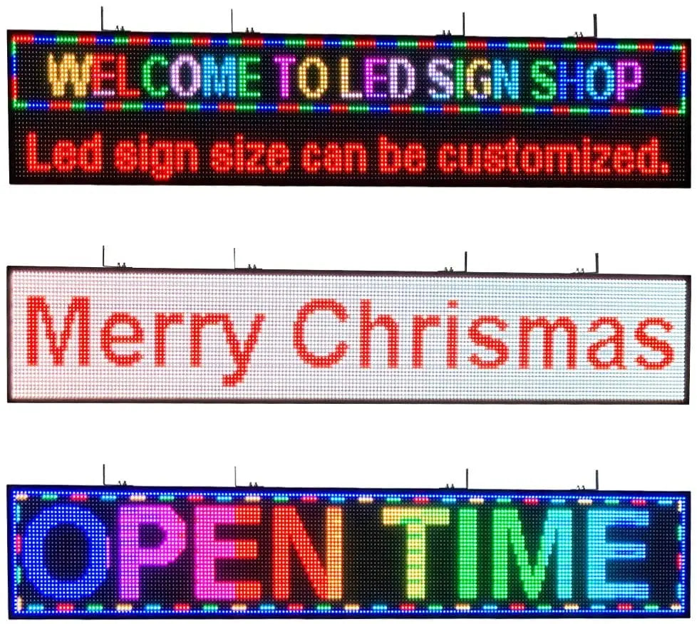 LED Scrolling Display Semi-outdoor Full Color P10 77"X14" WIFI Control