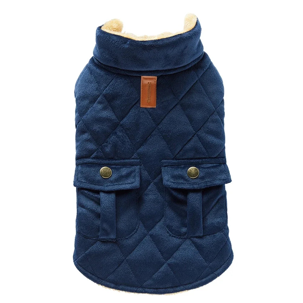 Winter Warm Plush Jackets for Pet Dogs with Double Pockets
