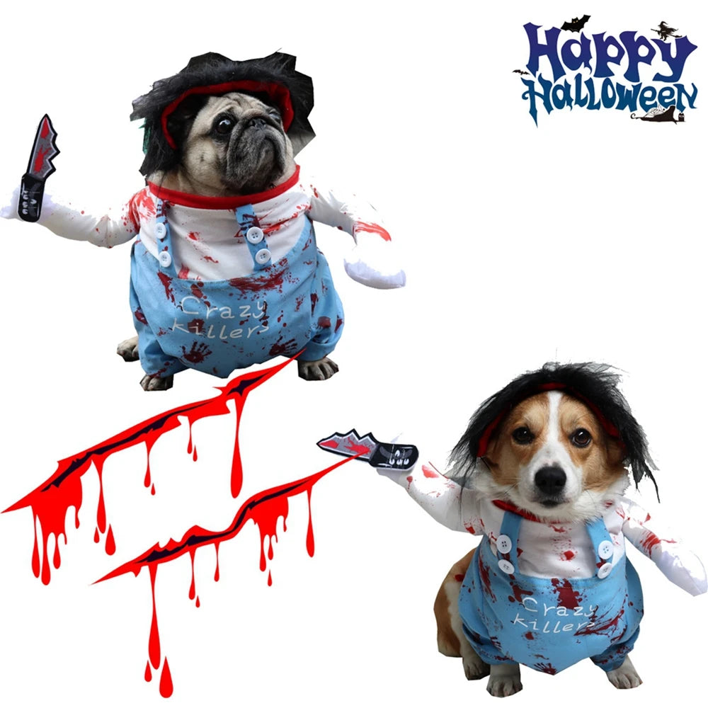 Halloween Pet Dog Clothes Dogs Holding a Knife Cosplay Costume