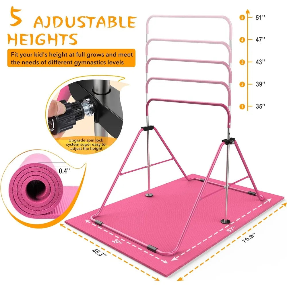 Expandable Gymnastics Bar for Kids - Height Adjustable Bar