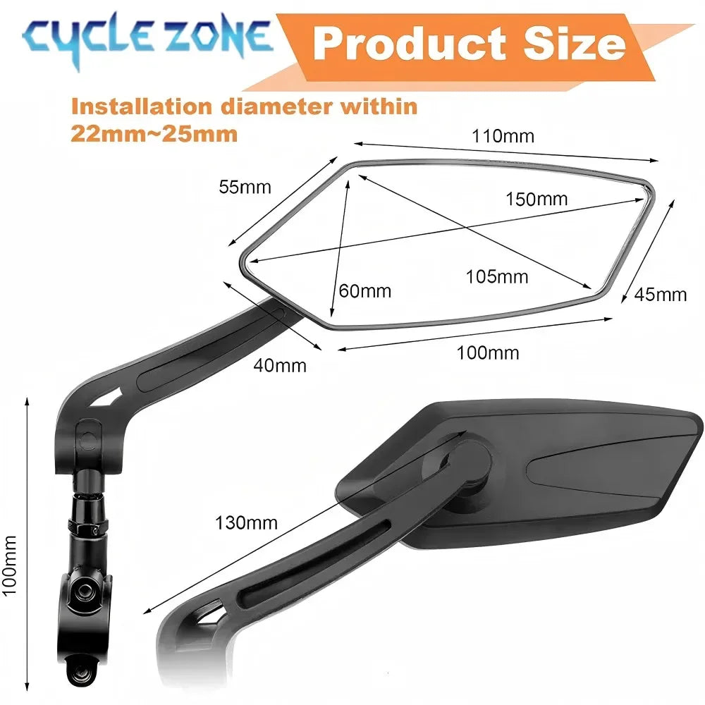 Bicycle Rear View Mirror Bike Handlebar Reflector Rotatable Wide Range Back Sight MTB Mountain Road Safety Rearview