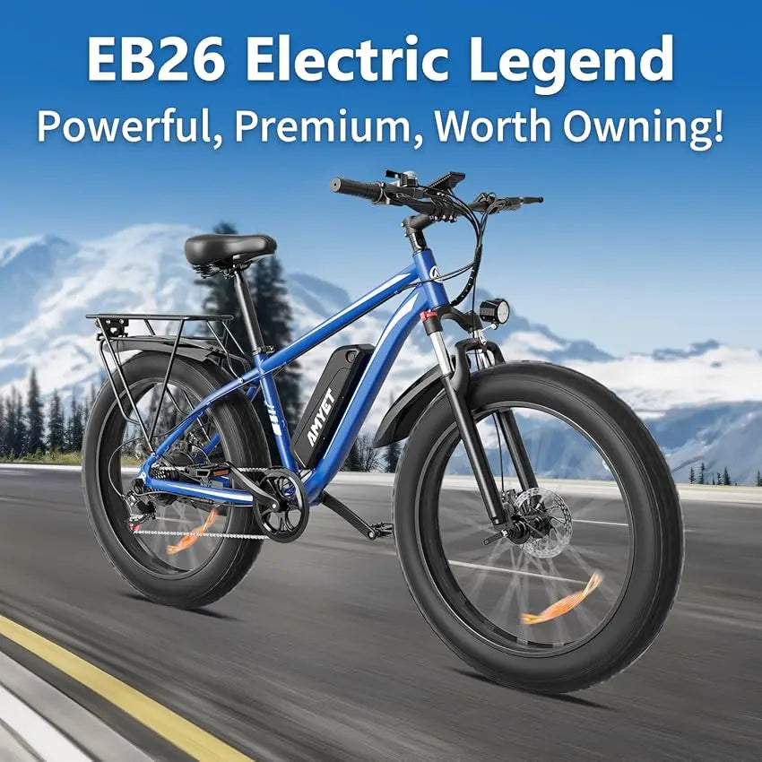 AMYET Electric Bike EB26 Adults 1500W 48V 15AH 26 Fat Tire Mountain Bike