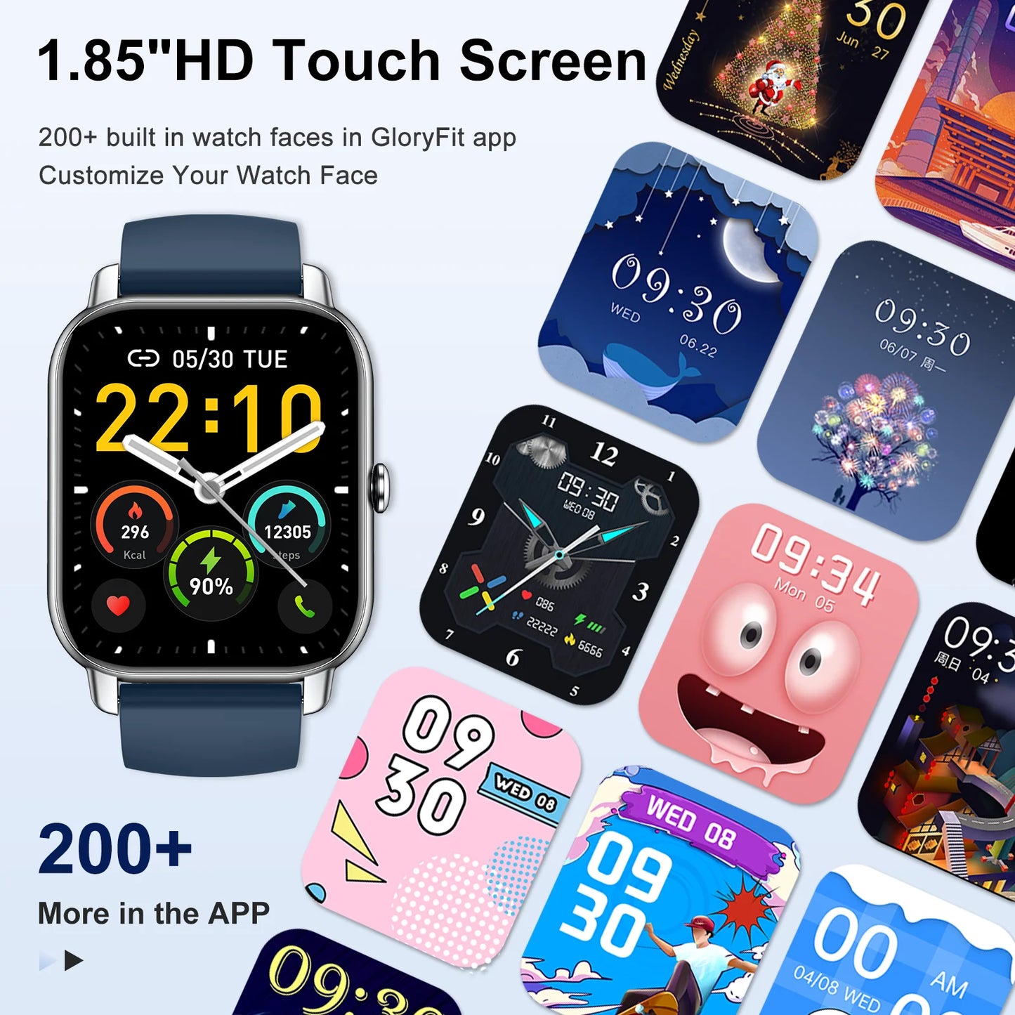 Smart Watch, 1.85 Inch Smartwatch IP68 Waterproof Tracker