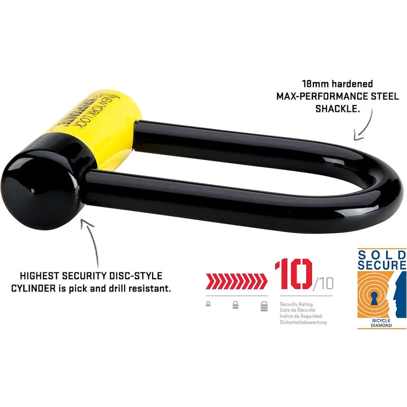 Kryptonite New York Fahgettaboutit Mini Bike U-Lock Heavy Duty Anti-Theft Bicycle U Lock 18mm Shackle with Keys