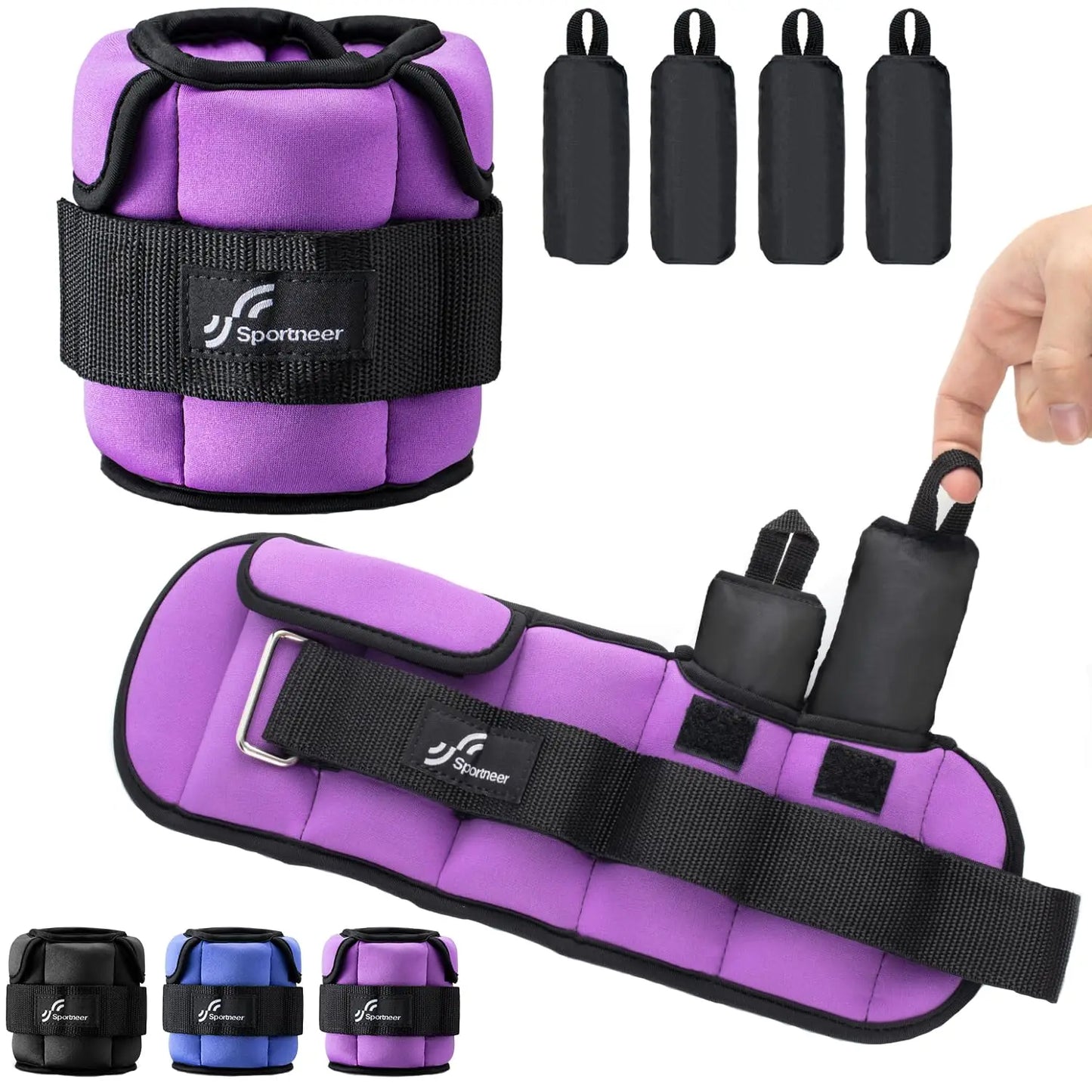 Sportneer Adjustable Wrist and Ankle Weights for Women and Men 1 Pair 1 2 3 4 6 7 8 10 lbs for Gym Fitness