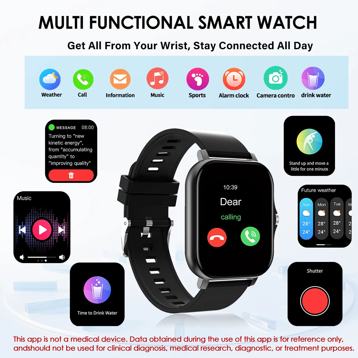 Smart Watch Bluetooth Call Smartwatch Touch Dial Fitness Tracker