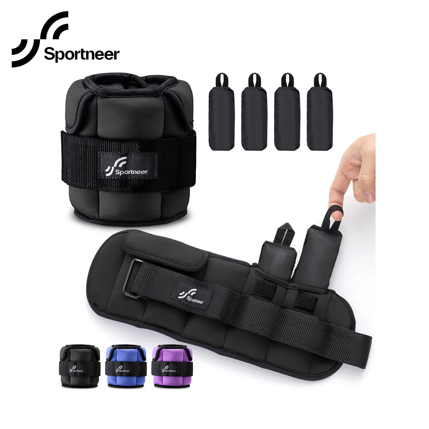 Sportneer Adjustable Wrist and Ankle Weights for Women and Men 1 Pair 1 2 3 4 6 7 8 10 lbs for Gym Fitness