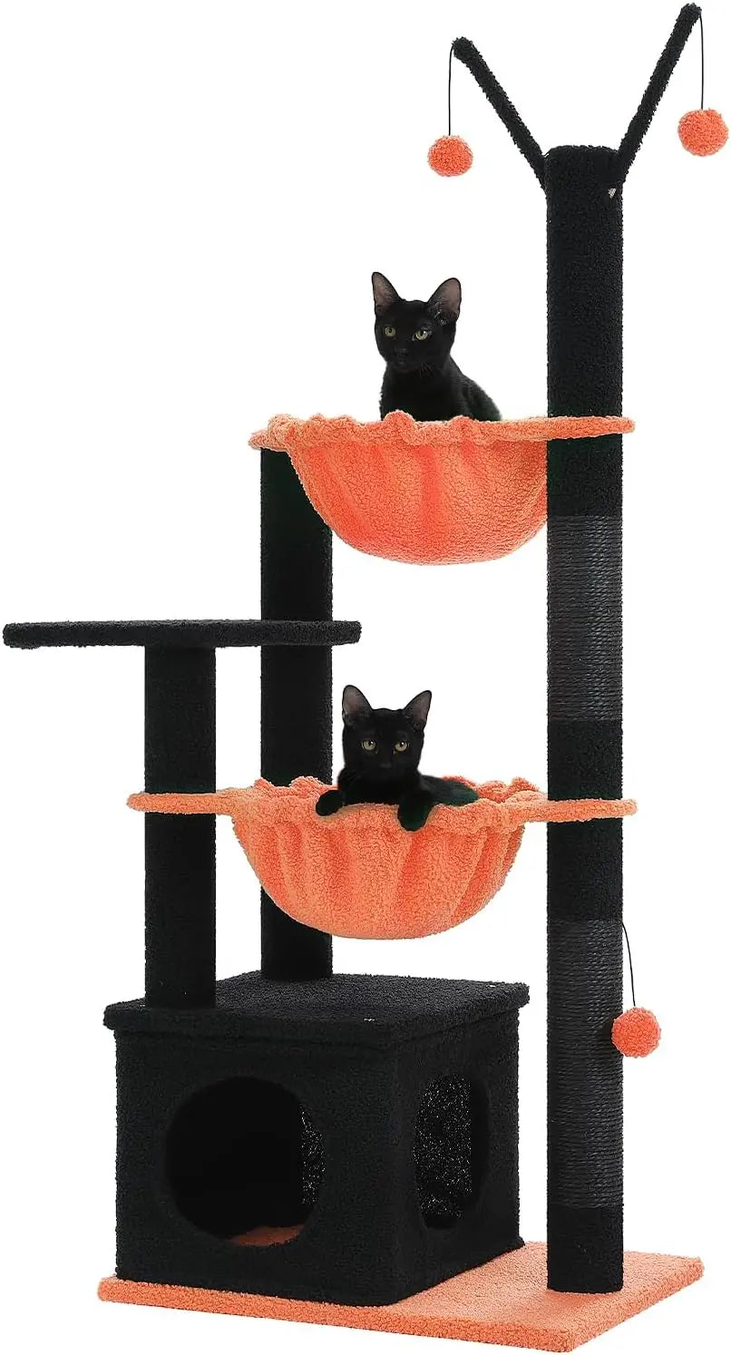Modern Cat Tree for Large Cats with Cozy Condo and Wood Tower