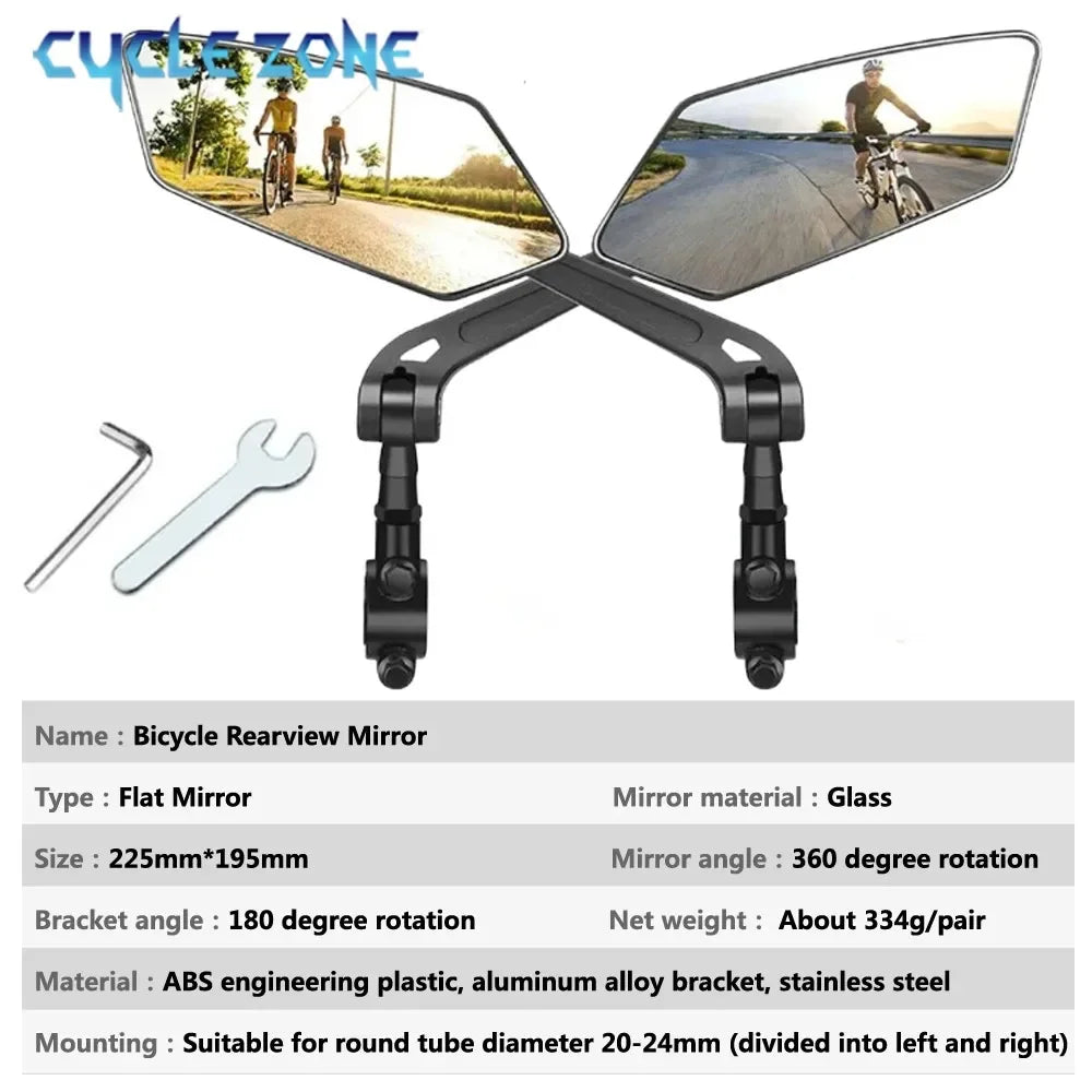 Bicycle Rear View Mirror Bike Handlebar Reflector Rotatable Wide Range Back Sight MTB Mountain Road Safety Rearview