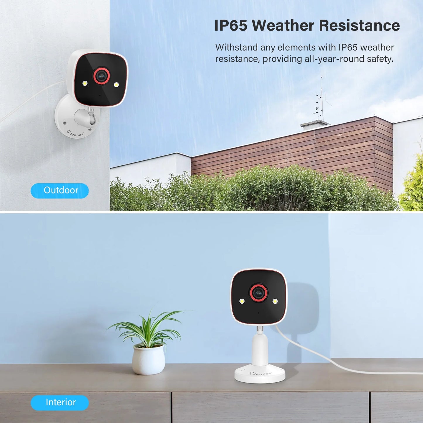 Jennov Outdoor/Indoor Security Cameras 5Ghz/2.4Ghz 2K HD Wireless WiFi Monitor for Home Security