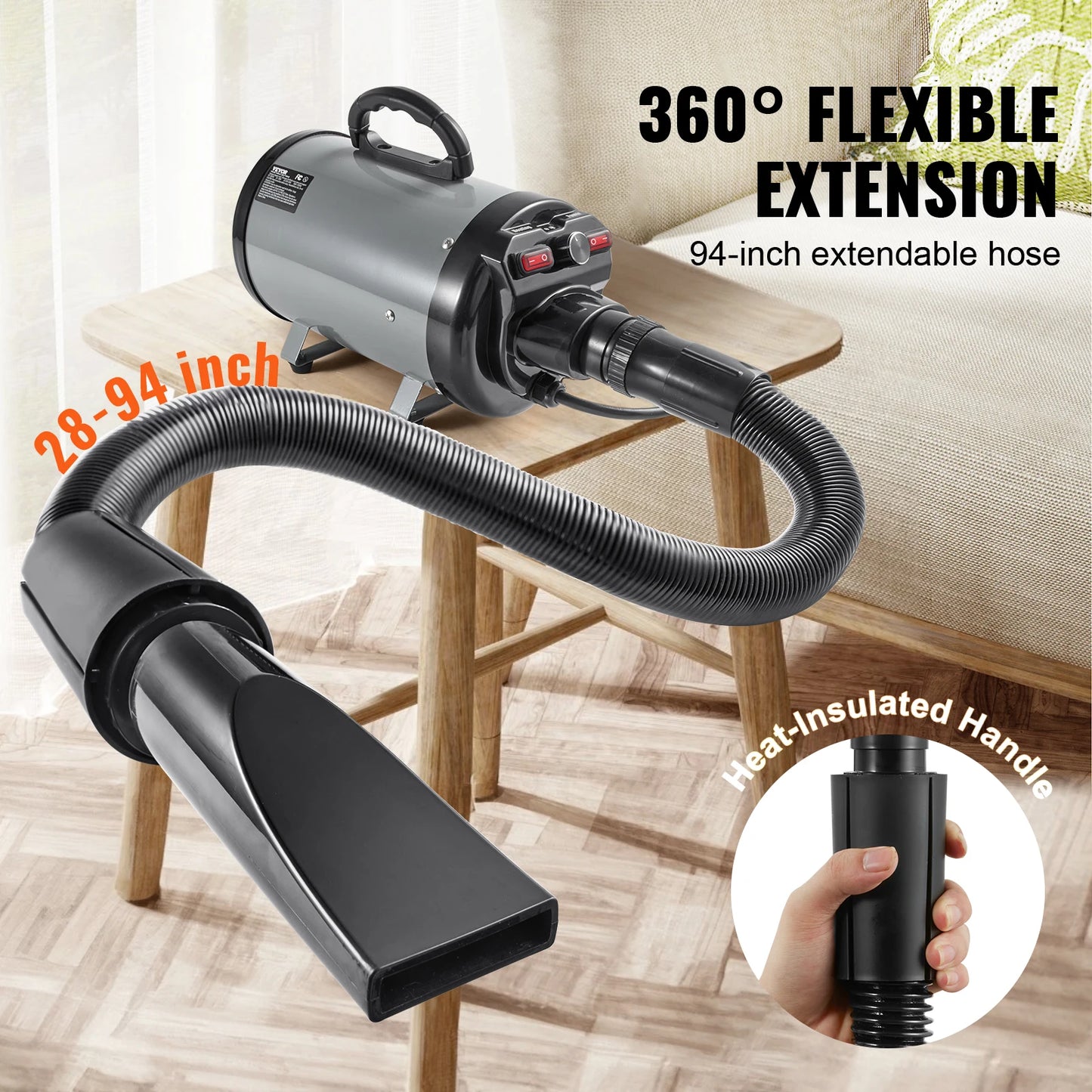 VEVOR 2000W Dog Blow Dryer with Adjustable Speed and Temperature Control