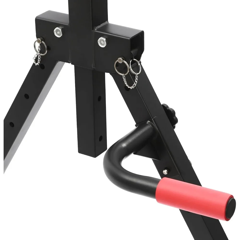 Foldable Power Station Pull-Up Bar Freestanding Triangular Power Tower Dip Station