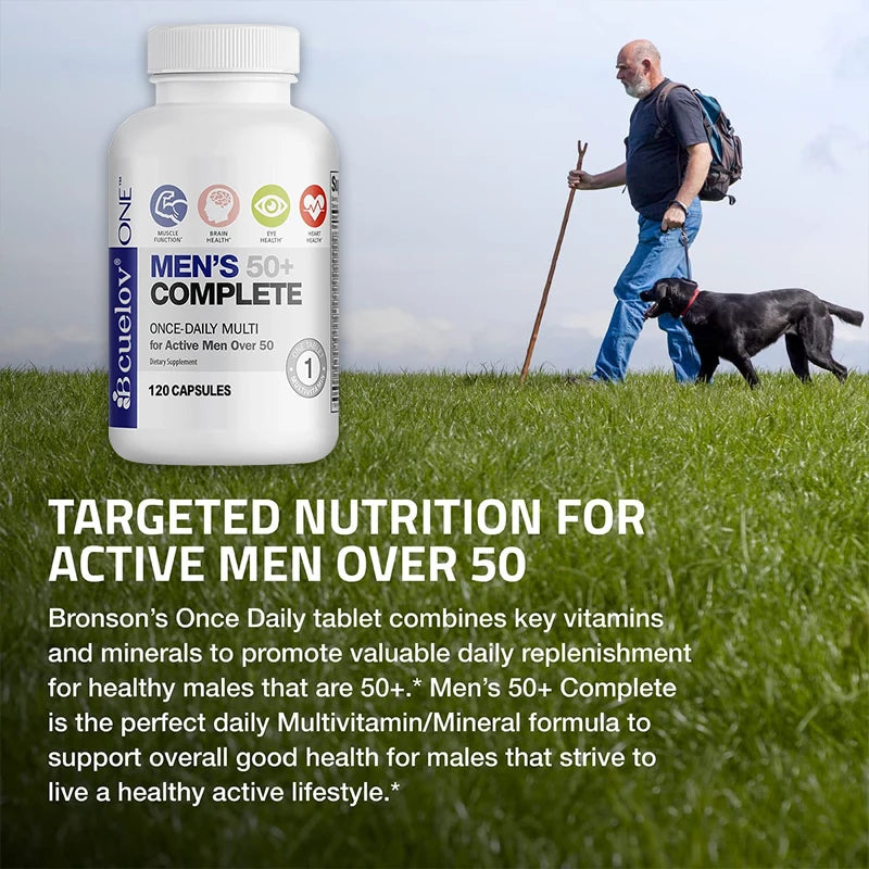 Daily Men's 50+ Complete Multivitamin and Mineral Supports Health High Potency Formula for Brain, Eye and Heart Health