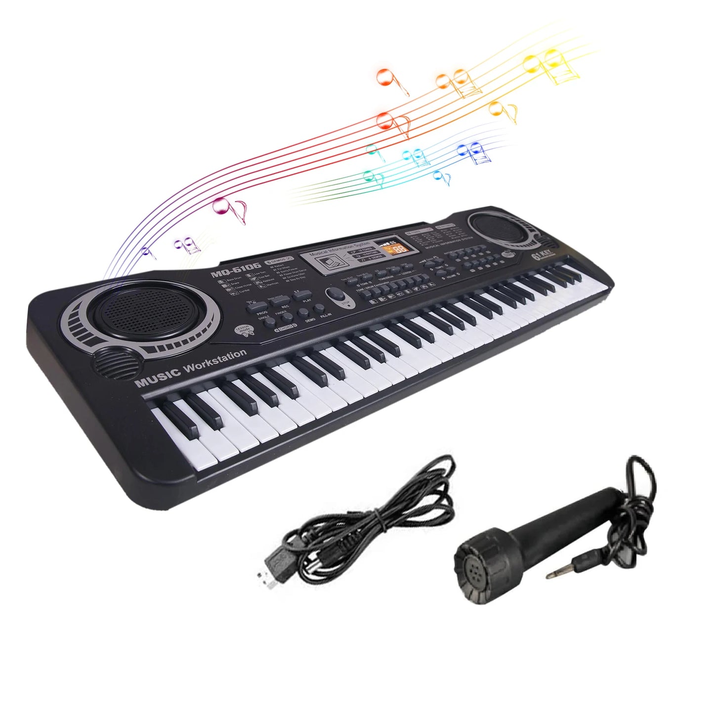 61 Keys Black Digital Music Electronic Keyboard Kids Gift