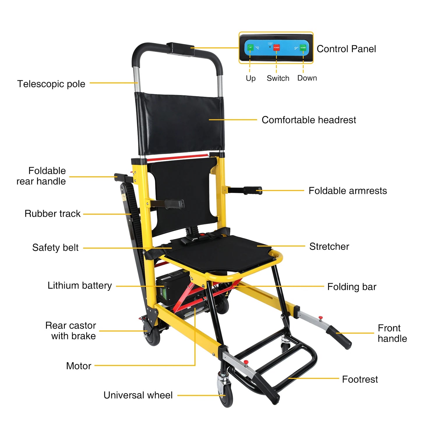 Electric Stair Climbing Chair Foldable Emergency Stair Lift