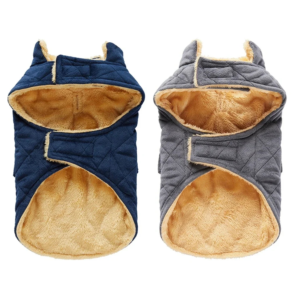 Winter Warm Plush Jackets for Pet Dogs with Double Pockets
