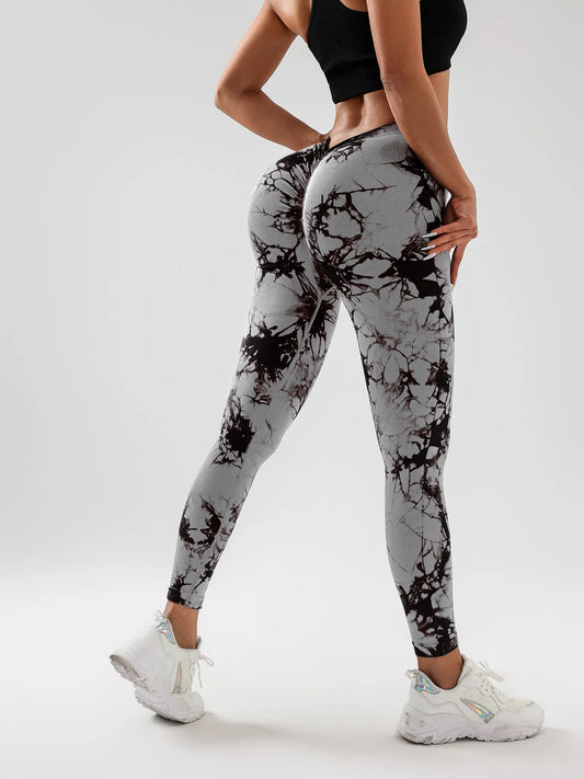 US Local Women's Spandex Tie Dye Scrunch Butt Lifting Leggings