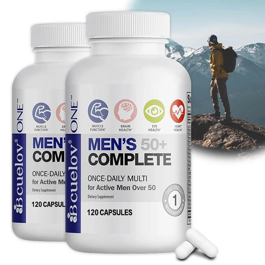 Daily Men's 50+ Complete Multivitamin and Mineral Supports Health High Potency Formula for Brain, Eye and Heart Health