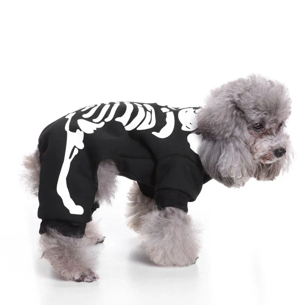 Skeleton Dog Costumes Halloween Pet Clothes for Small Dogs