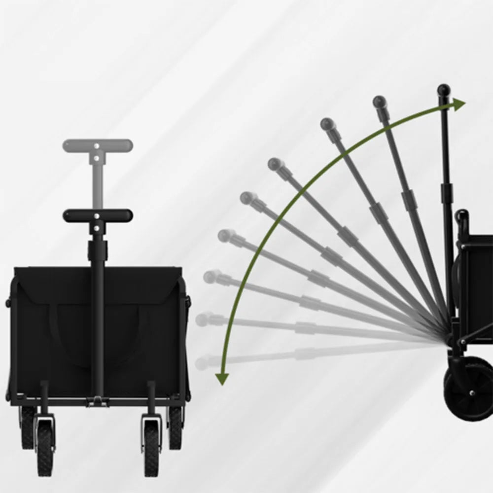 Black Small Handcart Outdoor Garden Folding Cart Collapsible Utility Shopping Wagon Portable Picnic Beach Trolley