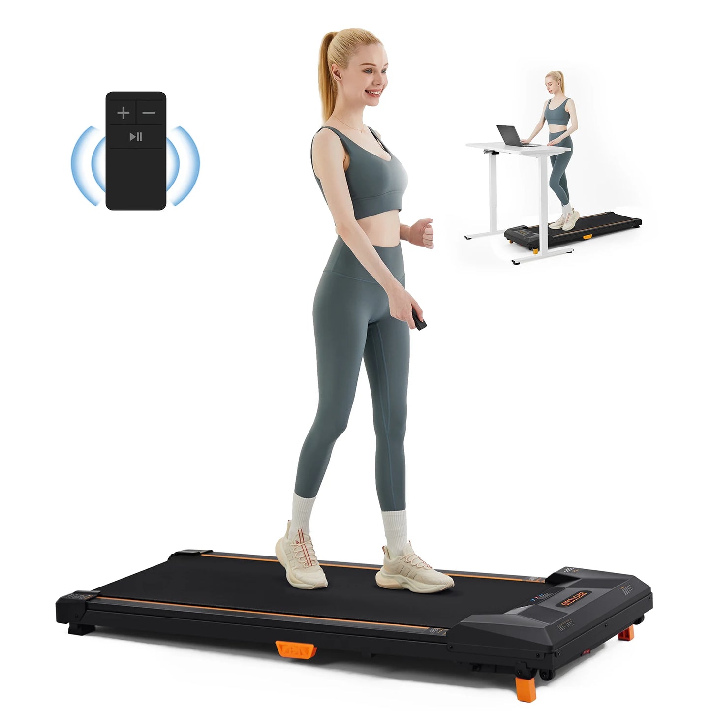Under Desk Treadmill Incline Walking Pad 330lbs Capacity