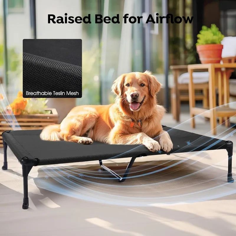 Cooling Elevated Dog Bed and Waterproof Pillow-Top Mat