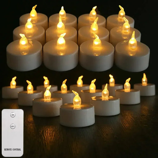 12/24PC LED Tea Lights Realistic and Bright Flickering Flameless Tea Light for Holiday Decor