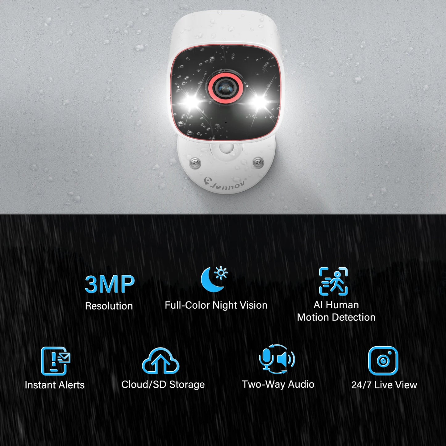 Jennov Outdoor/Indoor Security Cameras 5Ghz/2.4Ghz 2K HD Wireless WiFi Monitor for Home Security