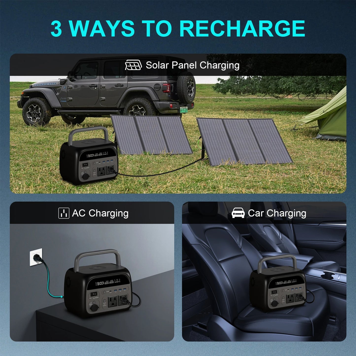 CTOLITY 192Wh 1024Wh Portable Power Station UPS Solar Generator 345Wh Lifepo4 Battery Energy Storage Supply Camping RV Outdoor