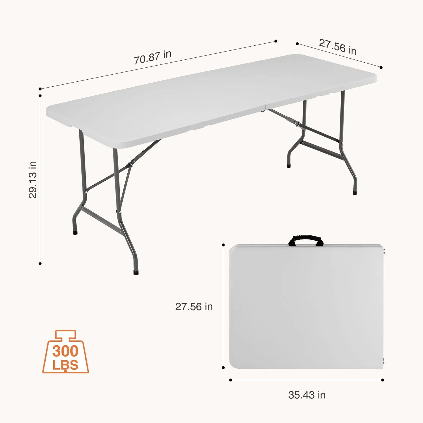 Portable Folding Outdoor Indoor Table Heavy Duty Foldable Table with Carrying Handle Safety Lock For Camping Picnic Dining
