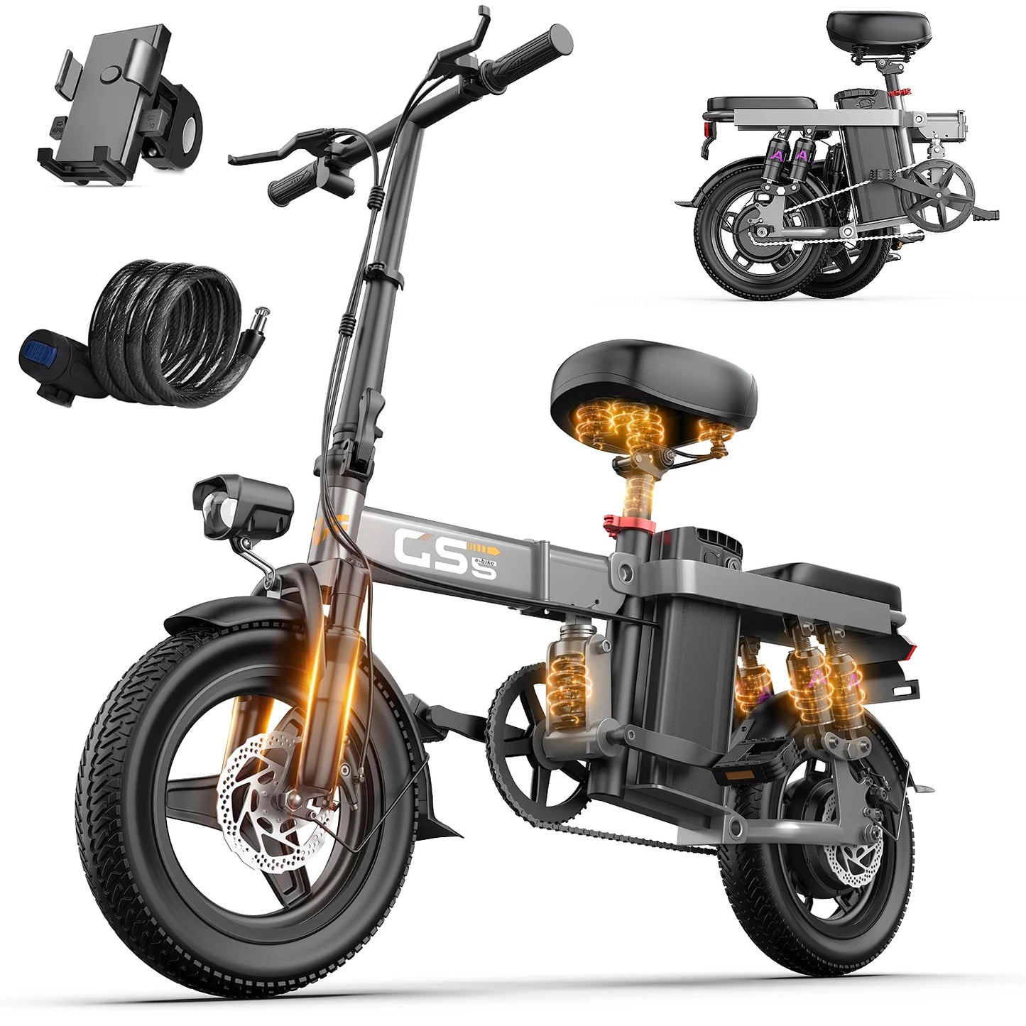 Electric Bike for Adults Teen-Folding Electric Bicycle 750W Peak Motor 20+MPH 35 Miles Commuter Ebike 48V 15AH Removable Battery