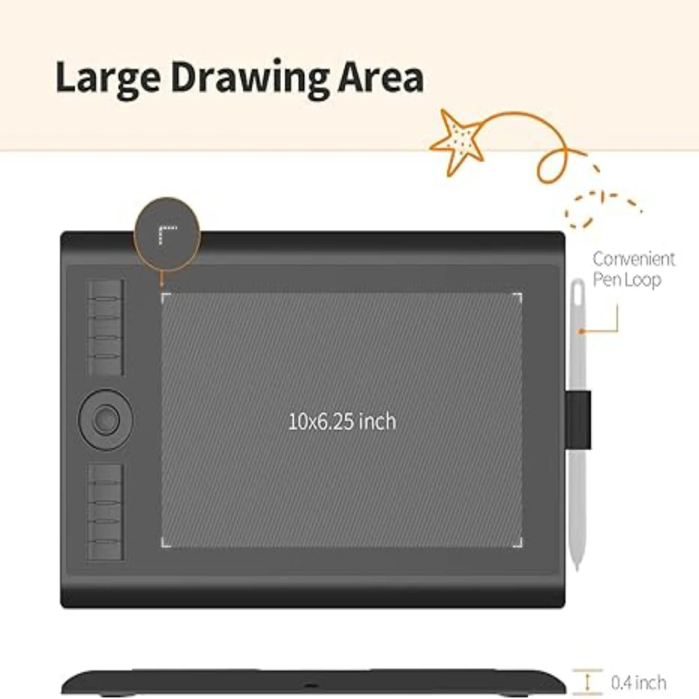 GAOMON M10K Graphic Tablet for Drawing Art Digital Architecture Engineering Student with 8192 Levels Passive Stylus