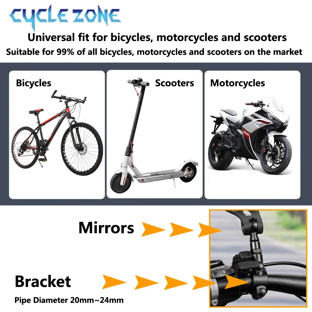 Bicycle Rear View Mirror Bike Handlebar Reflector Rotatable Wide Range Back Sight MTB Mountain Road Safety Rearview