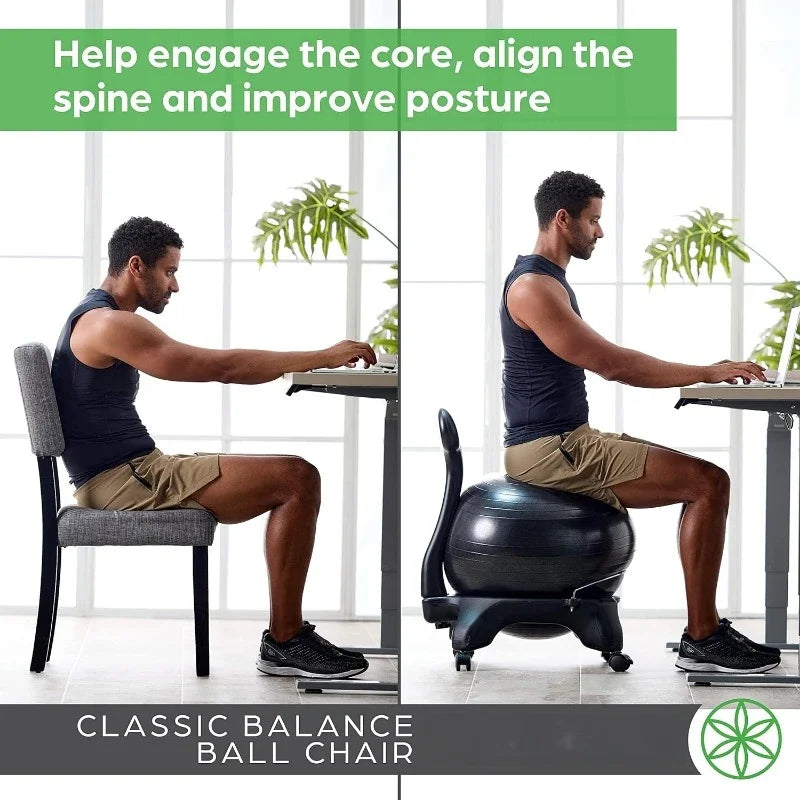 Classic Balance Ball Chair Exercise Stability Yoga Ball