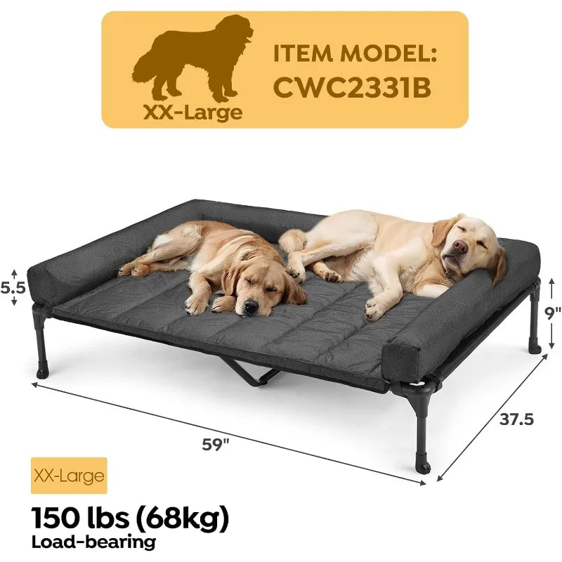 Cooling Elevated Dog Bed and Waterproof Pillow-Top Mat