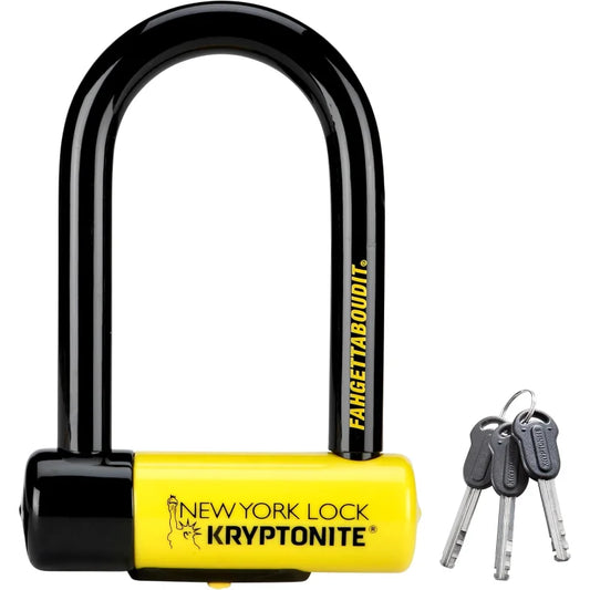Kryptonite New York Fahgettaboutit Mini Bike U-Lock Heavy Duty Anti-Theft Bicycle U Lock 18mm Shackle with Keys