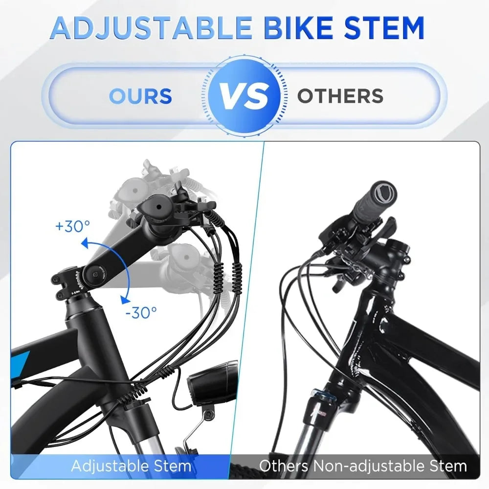 26 Inch 1000W Peak Ebike for Adults Up to 50 Miles 21.7MPH Electric Mountain Bike