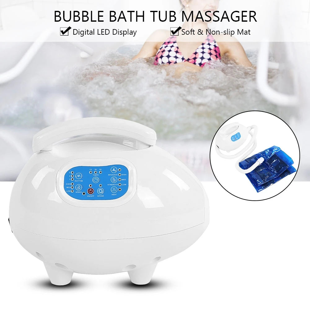 Bath Tub Mat Massager Bubble Spa Air Bubble Bath Tub Digital LED Display Body Spa Massage Mat with Air Hose