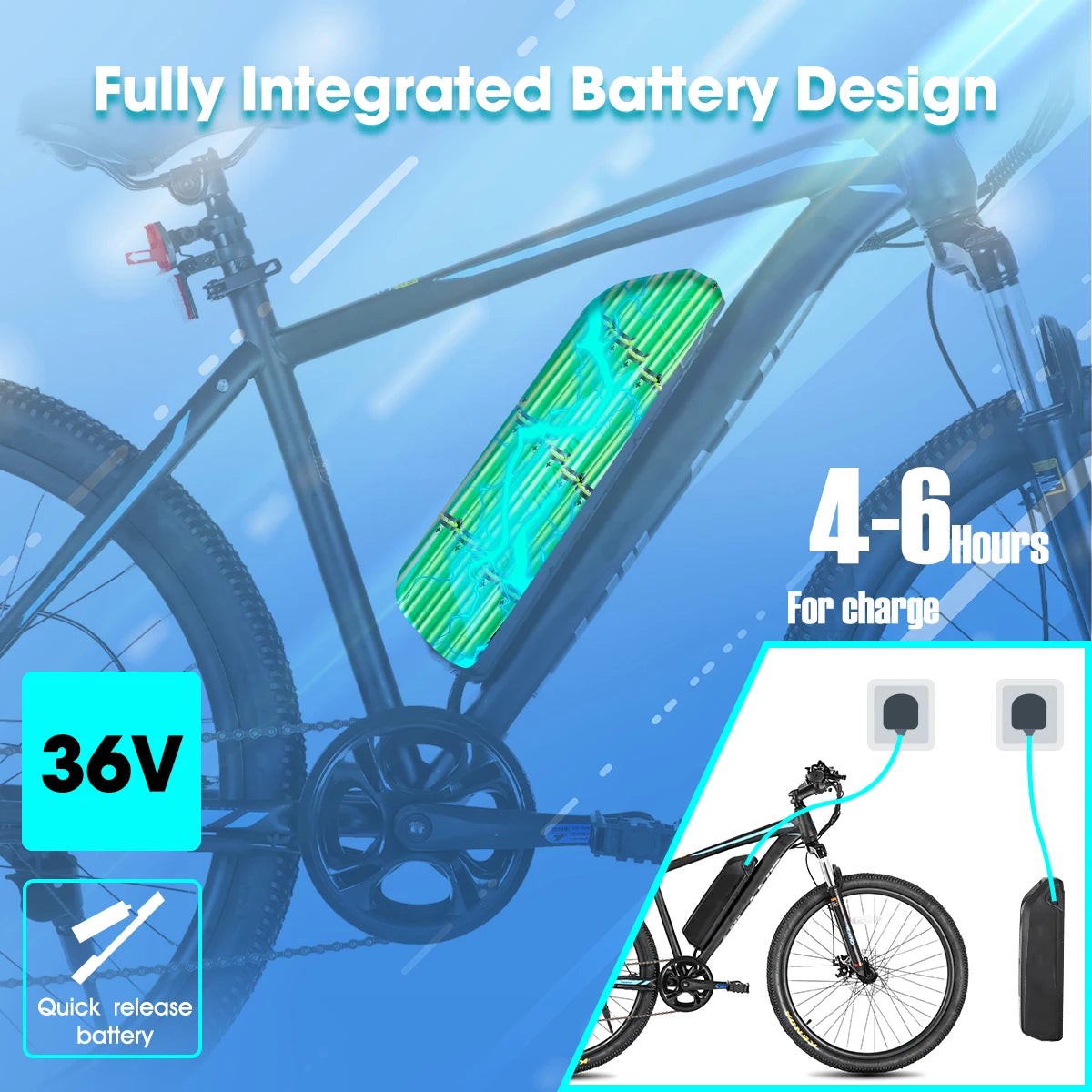 HILAND Electric Bike for Adults 26 Inch Mountain Ebike