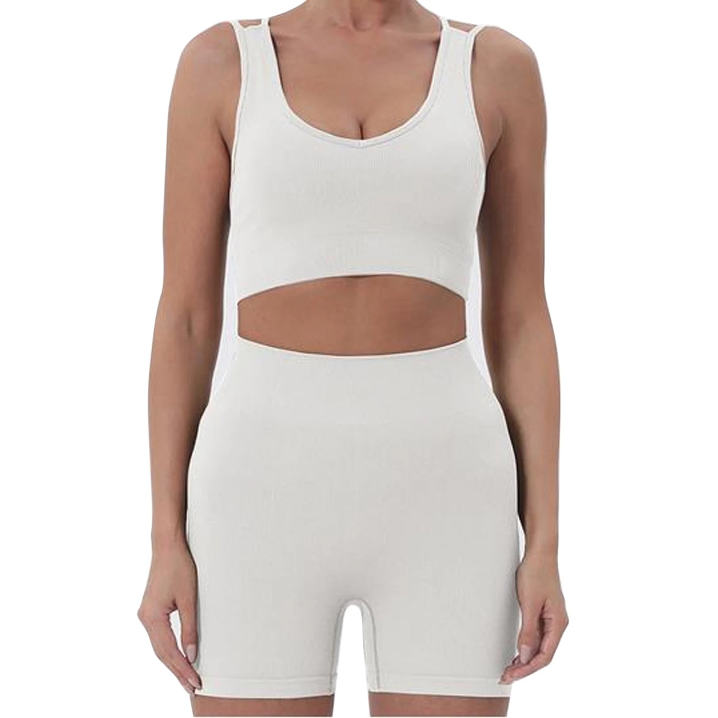 Women s Summer 2 Piece Outfits Sleeveless Crop Tops Set