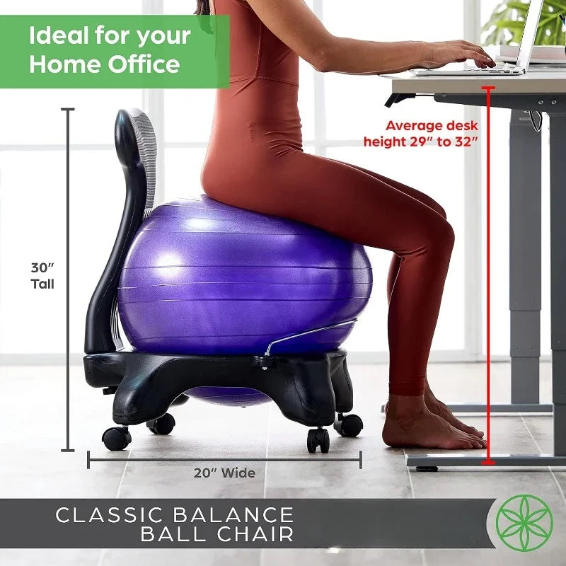 Classic Balance Ball Chair Exercise Stability Yoga Ball