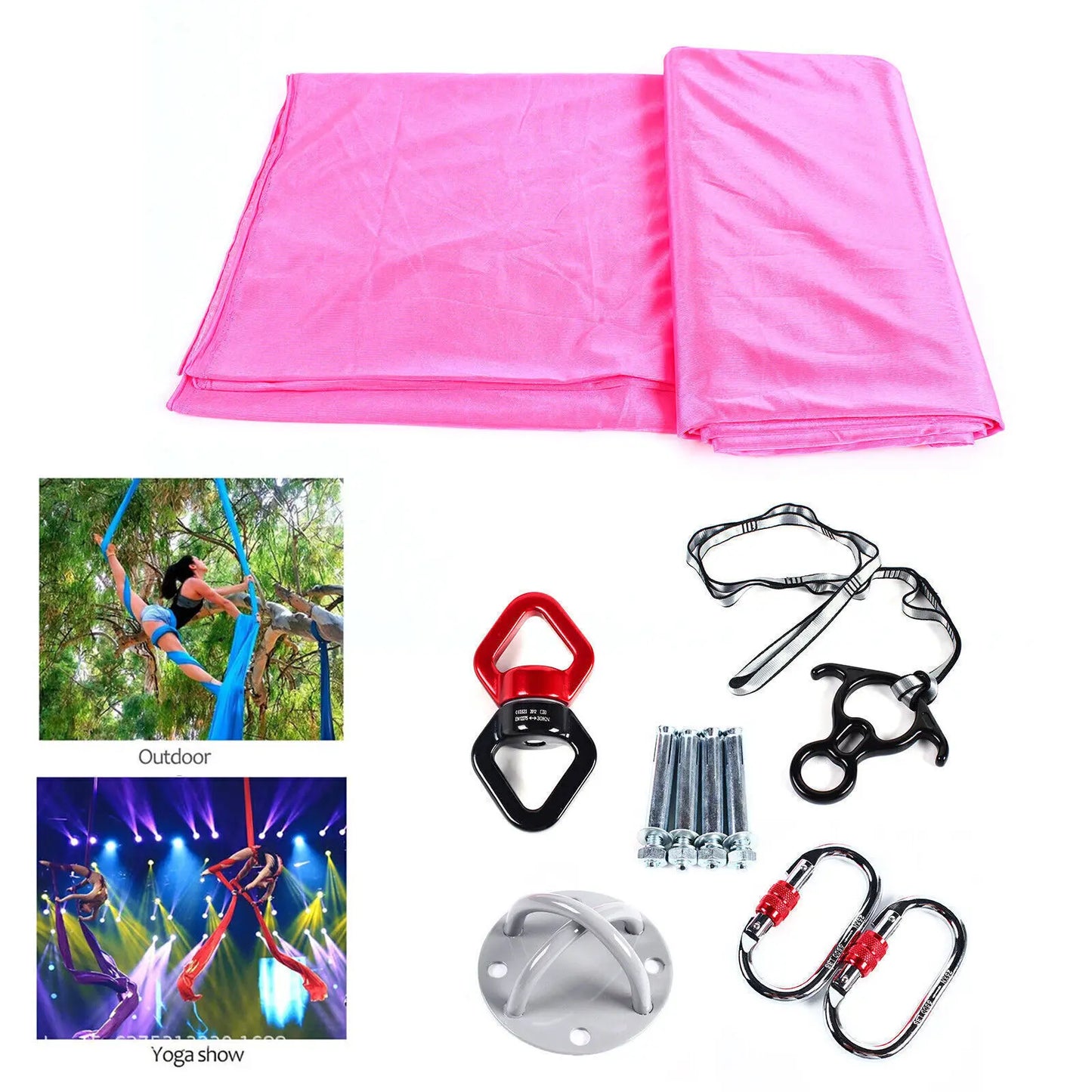 Aerial Silk Yoga Swing Hammock Inversion Anti Gravity Pilates with Carabiner Kit