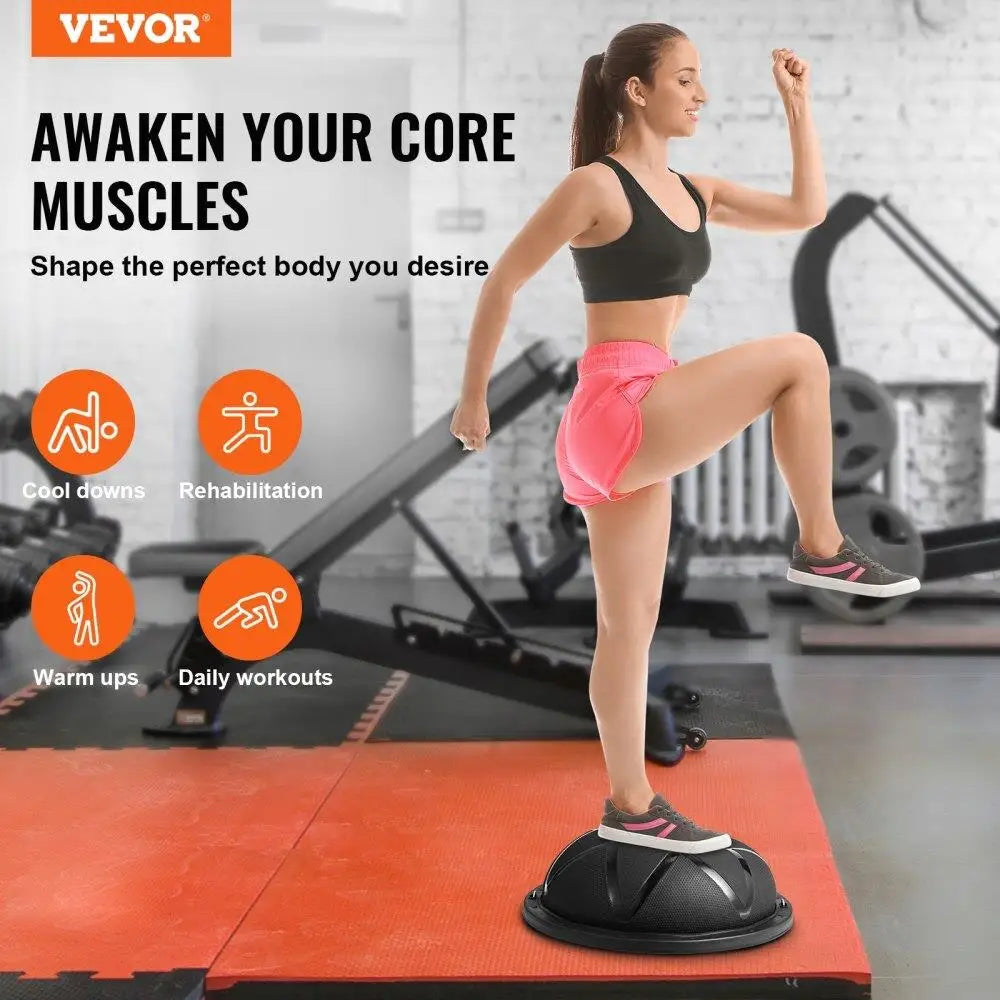 23-Inch Half Exercise Ball Trainer with Pump and Resistance Bands 660lbs Capacity Stability Yoga Ball for Home Gym Full Body Workout