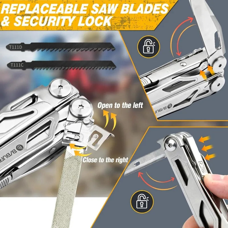 Multitool Pliers, Stainless Steel Multi Tool Pliers Foldable